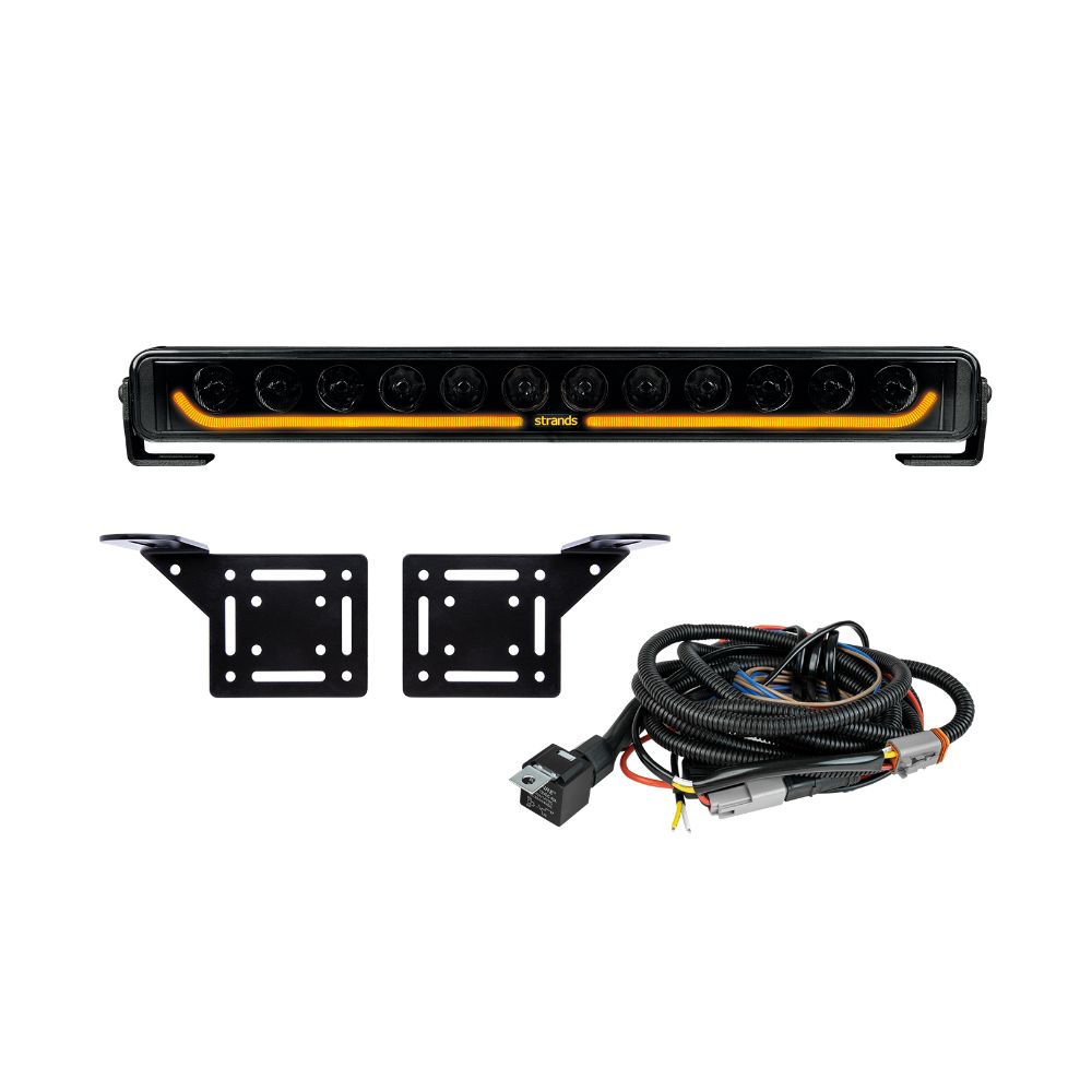 Sada na SPZ LED rampa Strands Dark knight IDENTITY 520mm, s pozičním světlem, 9-36V, 12000Lm