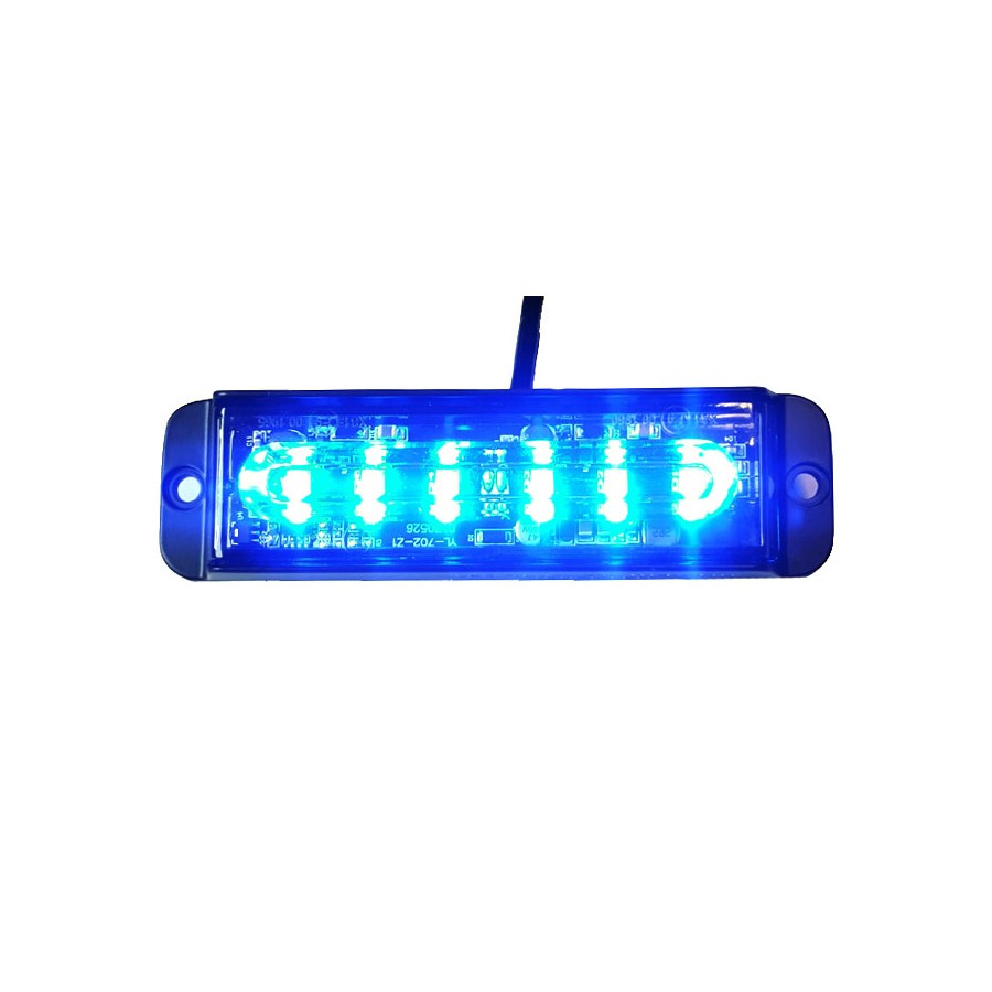 LED strobo světlo predátor 6xLED, 11W, 12/24V, ECE R10 R65 modrý