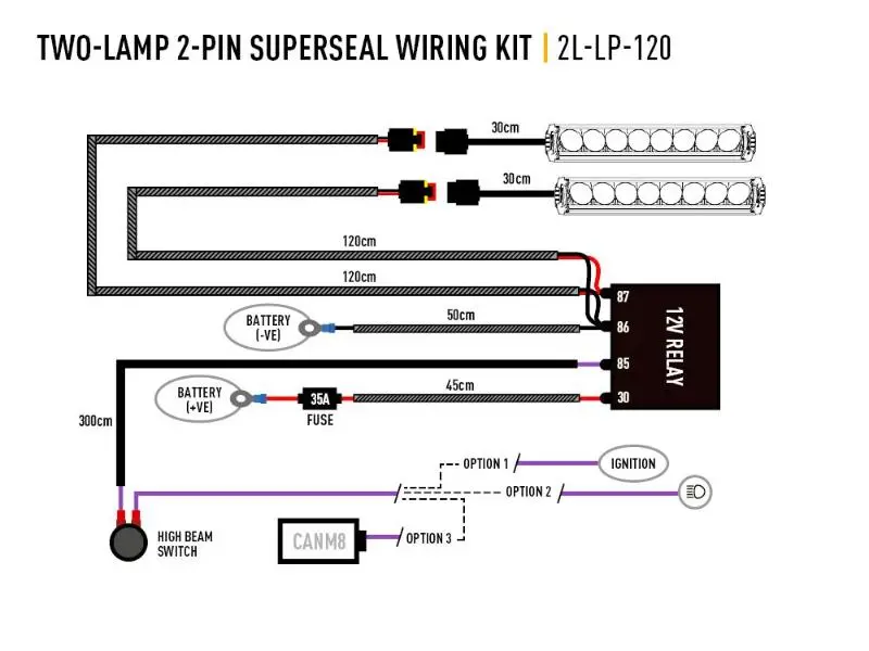 Kabeláž LAZER pro dva světla (2 piny, superseal, 12V)