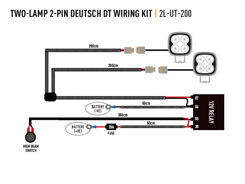 Kabeláž LAZER pro 2 světla (2 piny, Deutsch DT, 12V)