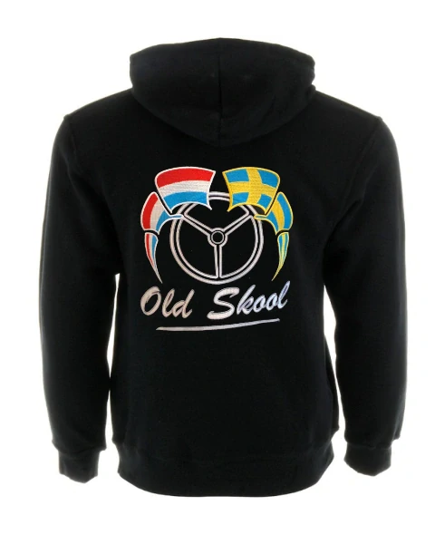 Pánská trucker mikina se zipem a vyšitým nápisem Oldskool wheel- Černá S
