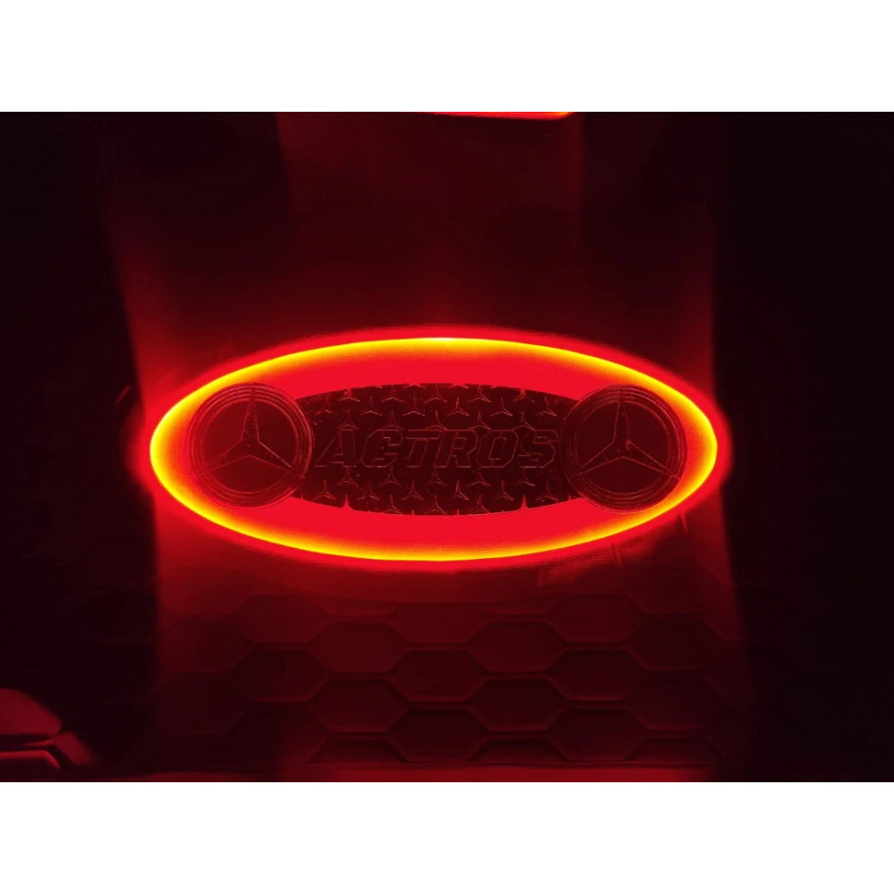 Podlaha MERCEDES ACTROS- hnědá/znak actros + červené podsvícení