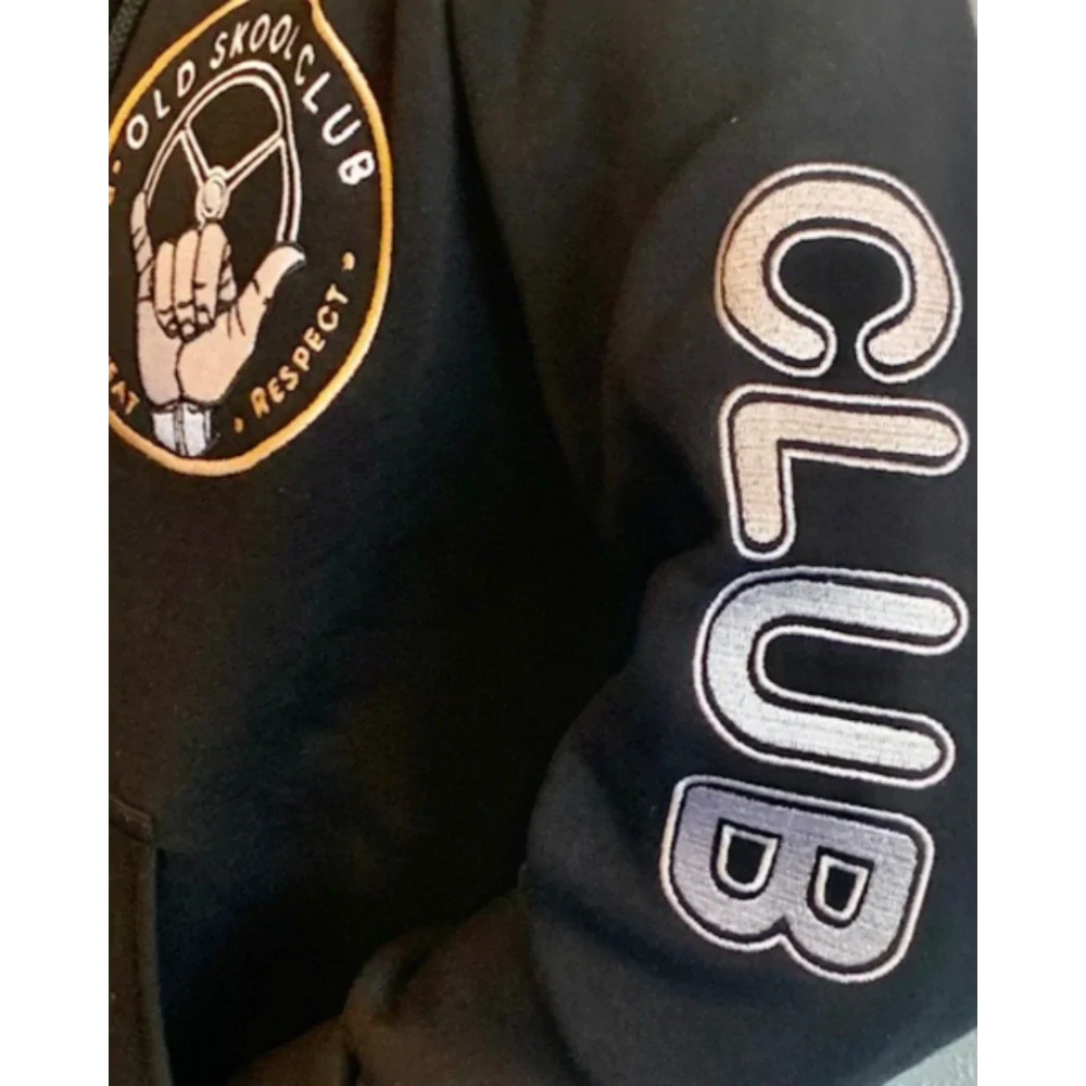 Pánská trucker mikina se zipem a vyšitým nápisem Oldskool club- Černá L