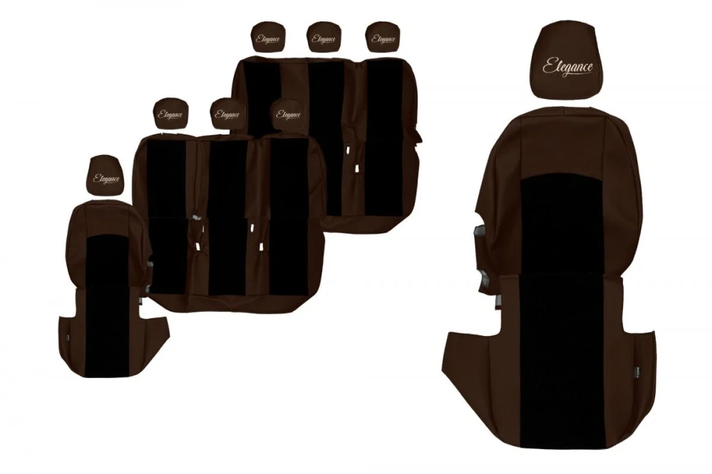 Potahy sedadel (8) - Elegance S, RENAULT TRAFIC III (03.2014-12.2023) - 8místné provedení; 3 řady sedadel; 1+1 sedadlo pro jednoho cestujícího