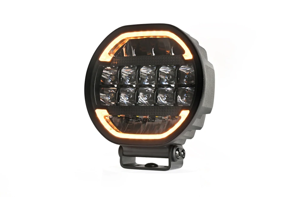 LED přídavný reflektor Skyled Scallop 7x 7", s dynamickým pozičním světlem, 10-32V, 90W, ECE R10/R148/R149