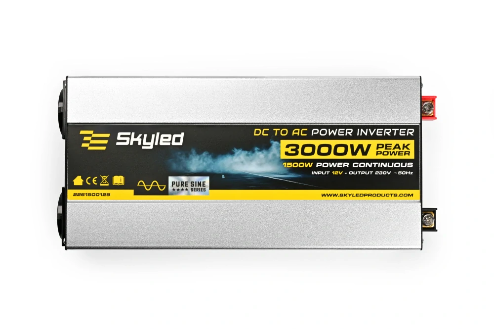 Měnič napětí Skyled 12V/230V, 3000W (1500W trvalý), čistý Sinus