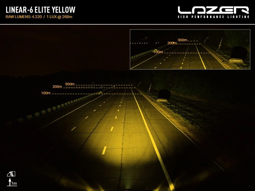 LED přídavná rampa 232mm, LAZER LINEAR-6 ELITE ŽLUTÝ, 4320lm, 5000K, IP68