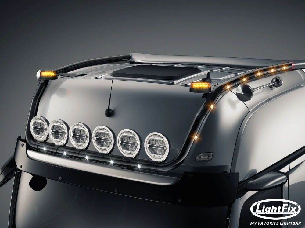Střešní nerezový rám Lightfix SKY-LIGHT "V-MAX" nerezový – MERCEDES - ACTROS (PROCABIN) - GIGA SPACE
