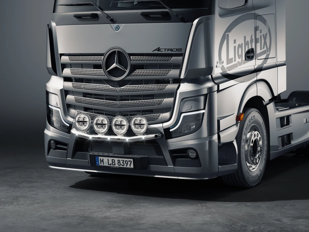 Přední ochranný rám Lightfix 4-LIGHT "MINI" nerezový – MERCEDES - ACTROS (L-CAB)