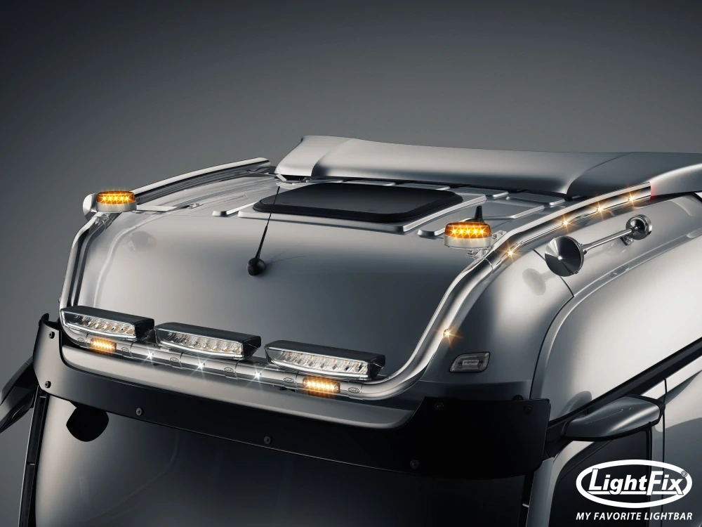 Střešní nerezový rám Lightfix SKY-LIGHT "V-MAX" nerezový – MERCEDES - ACTROS (PROCABIN) / AROCS - BIGSPACE