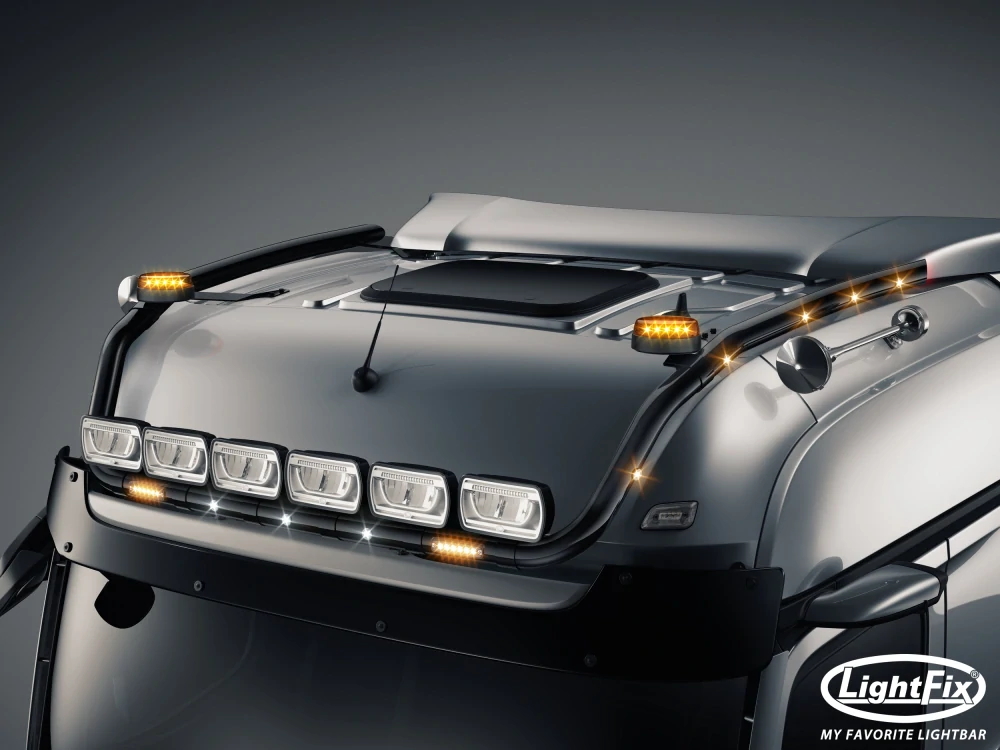 Střešní nerezový rám Lightfix SKY-LIGHT "V-MAX" lakovaný – MERCEDES - ACTROS (PROCABIN) / AROCS - BIGSPACE