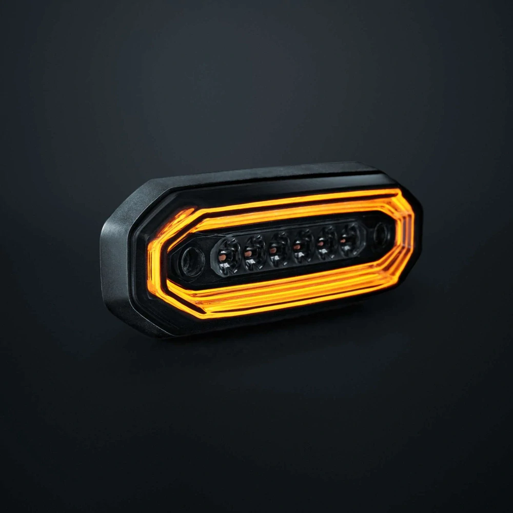 LED Výstražné světlo Strands FOR9T Aura, s pozičním světlem, 10-48V, ECE R10, R148, R65 - oranžové