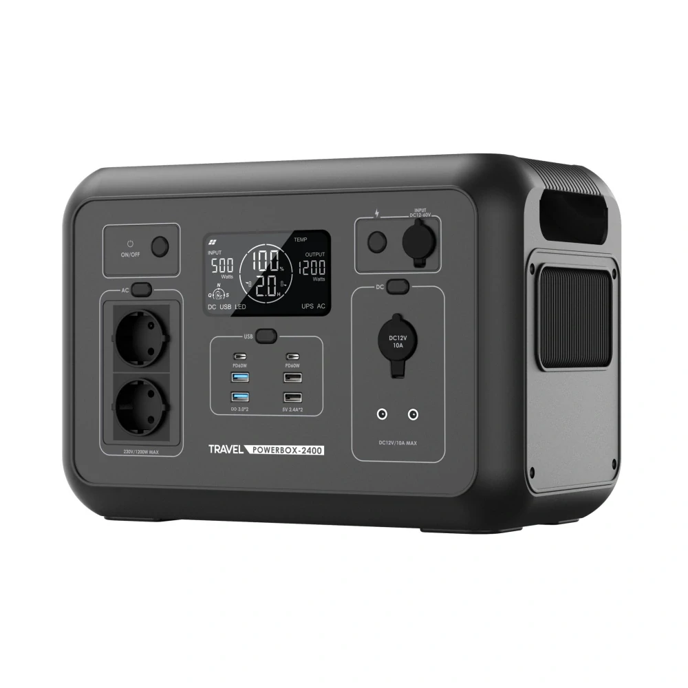 TRAVEL POWERBOX 2400 – přenosná nabíjecí stanice 1200 W / 1008 Wh LiFePO4 s čistou sinusoidou