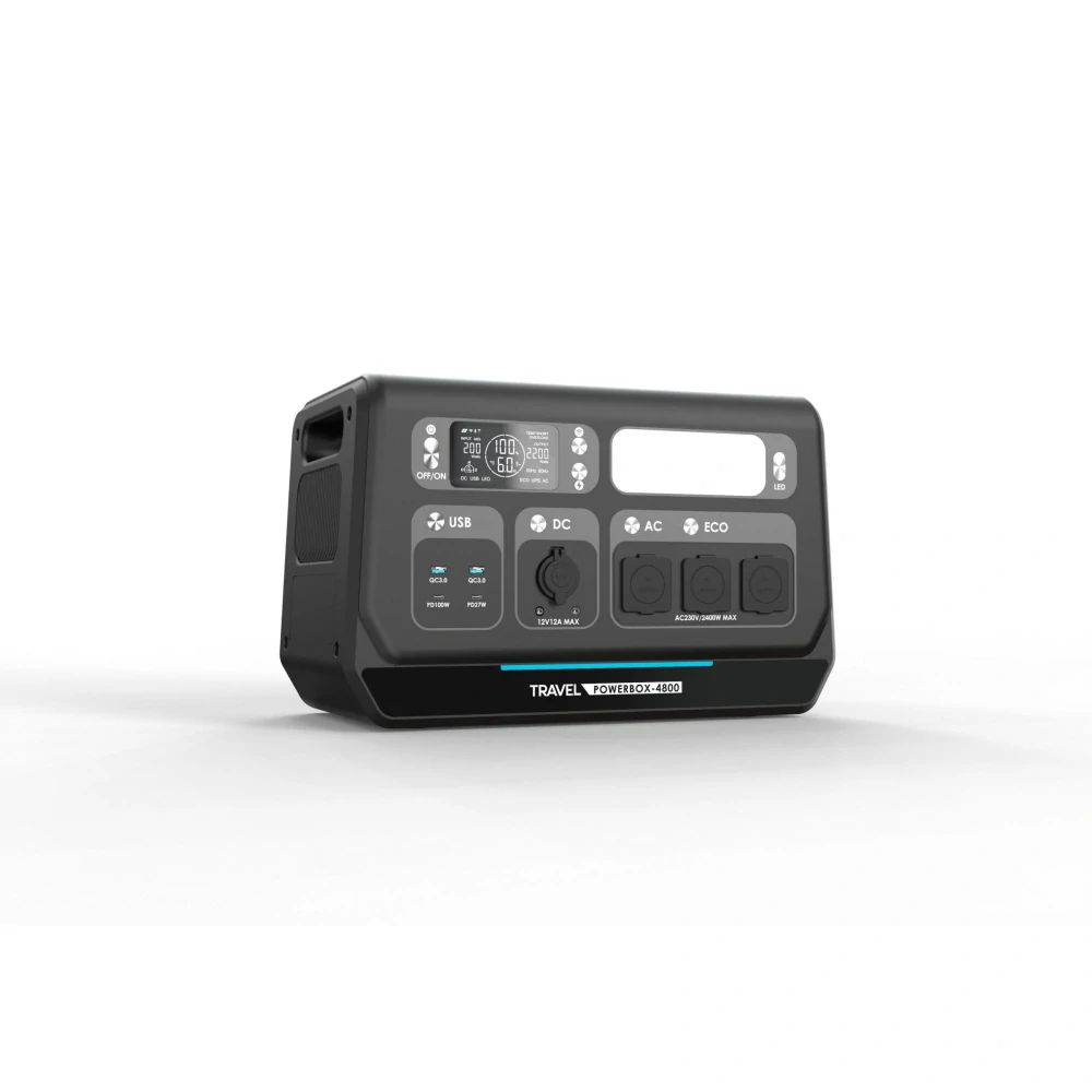 TRAVEL POWERBOX 4800 – přenosná nabíjecí stanice 2400 W / 2048 Wh LiFePO4 s čistou sinusoidou