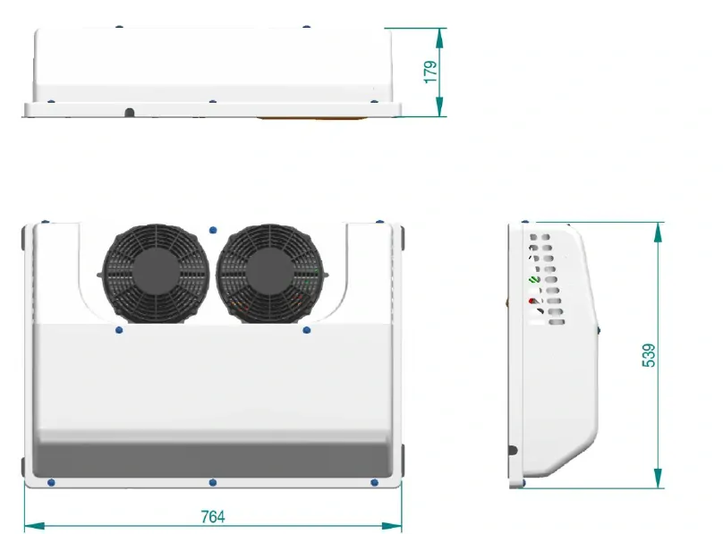 Střešní kompresorová klimatizace do prašného prostředí 12V, 2000W