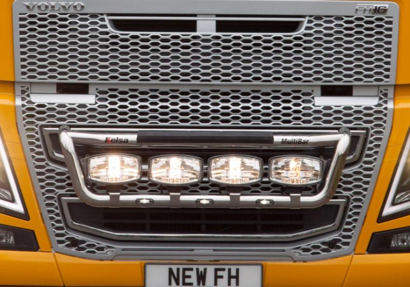 Přední nerezový rám Kelsa MultiBar Low Mount pro  Volvo FH 2013-2020 Denní kabina, Globetrotter, Globetrotter XL