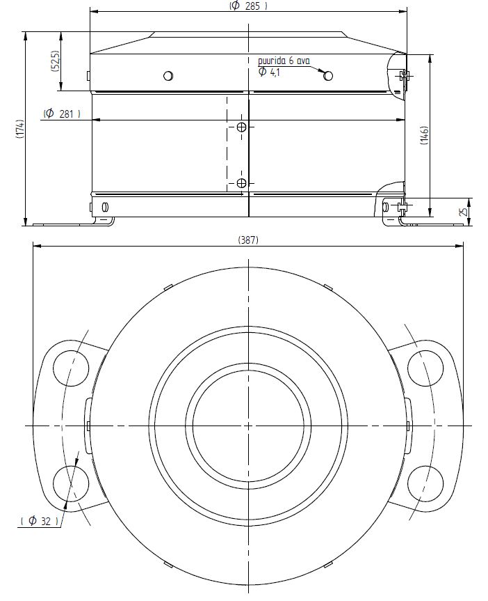 Nerezový kryt zadního náboje pro hliníkové disky 22,5"|díry 32mm|výška 174mm|bez perforace