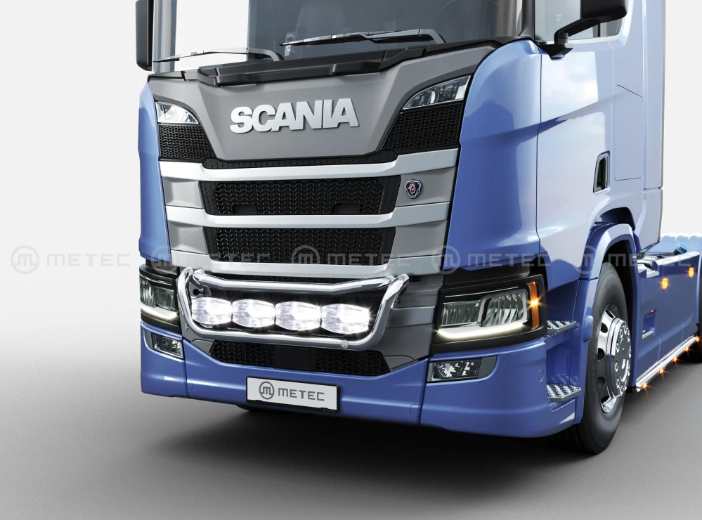Přední nerezový rám do masky kabeláž pro 4 světla | 4 fixní upínadla světel | SCANIA S,R,P,G - Serie 16-