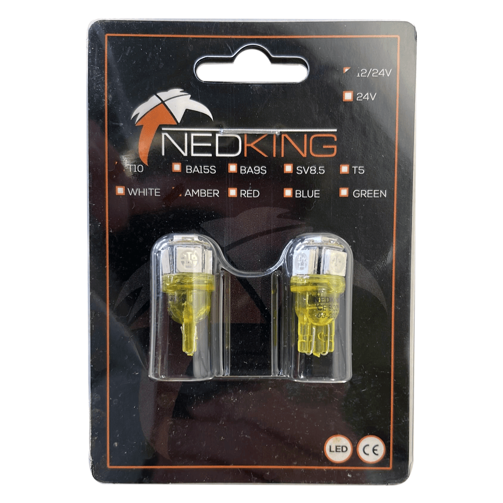 LED žárovky NedKing T10 W5W 12/24V pár- oranžová