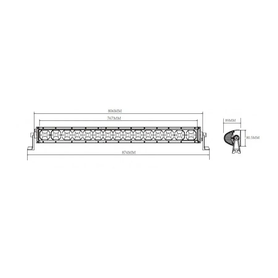 LED rampa 806mm, 15 LED, 180W, ECE R10, 9-32V