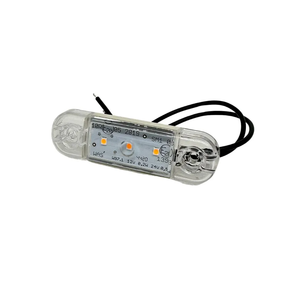 LED poziční světlo čiré plexi WAŚ, 12V-24V, ECE, IP 66/68 oranžové