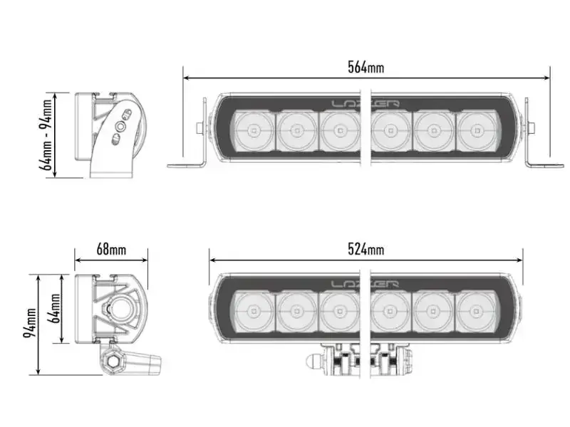 LED přídavné světlo 524mm, LAZER ST12 EVOLUTION, 12408Lm, 5000K, IP68, 10-32V