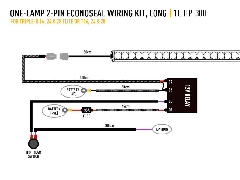 Kabeláž LAZER pro 1 světlo (2 piny, econoseal, 12V)