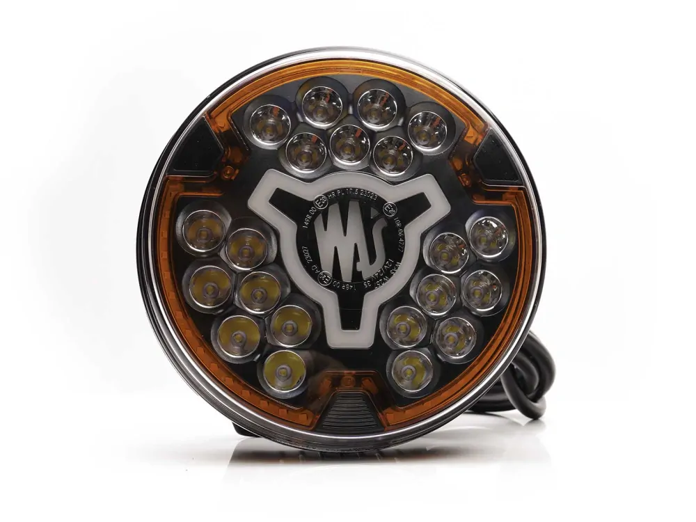 LED přídavný reflektor Waś 7" 178mm s pozičním světlem, strobo, 9000lm, 12-24V, ECE