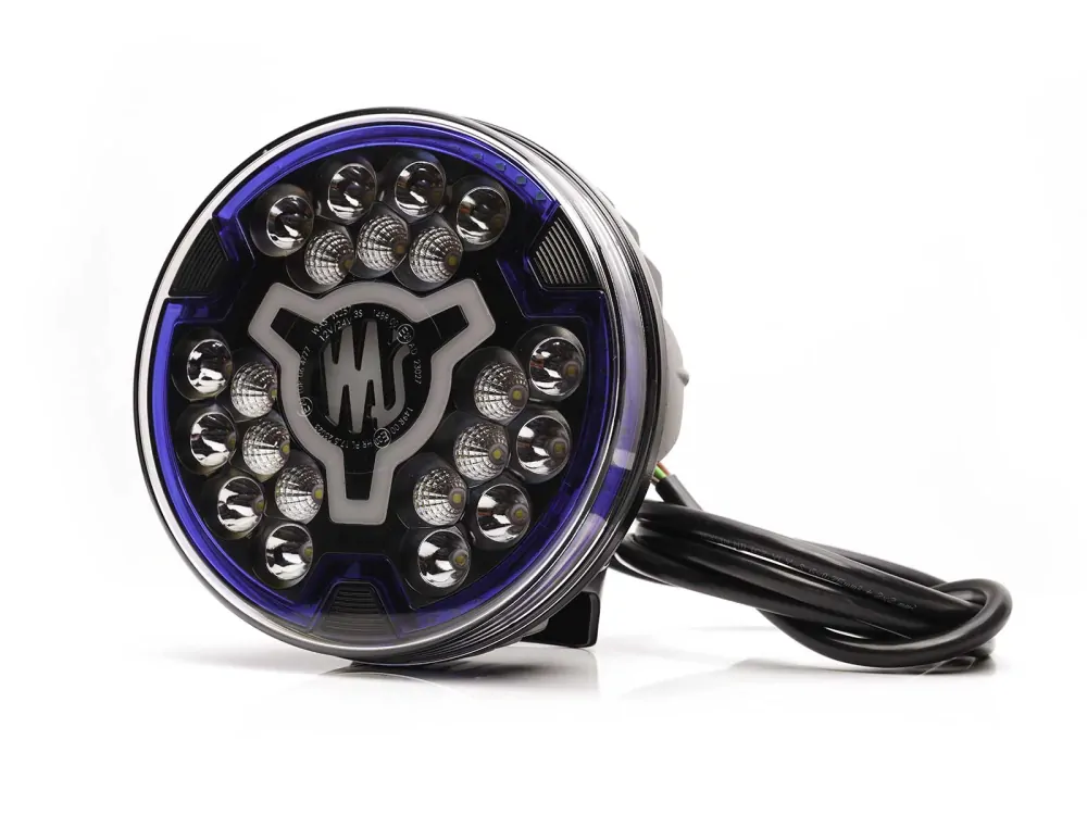 LED přídavný reflektor Waś 7" 178mm s pozičním světlem, strobo, 9000lm, 12-24V, ECE