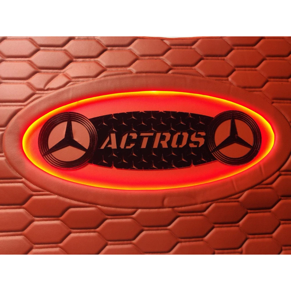 Podlaha MERCEDES ACTROS- hnědá/znak actros + červené podsvícení