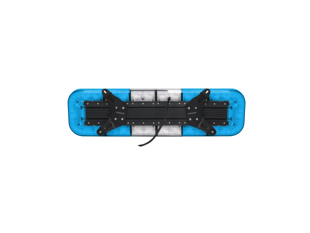 LED Majáková rampa Skyled 1059mm, 12/24V - modrá/čirý střed