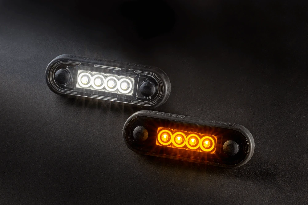 LED poziční světlo, 12-30V zatmavené, dual color- Bílá a oranžová