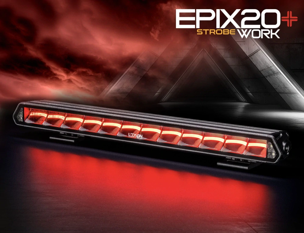 LED Pracovní rampa Ledson Epix20+, s červeným a oranžovým pozičním světlem, strobo, 9-36V, 180W