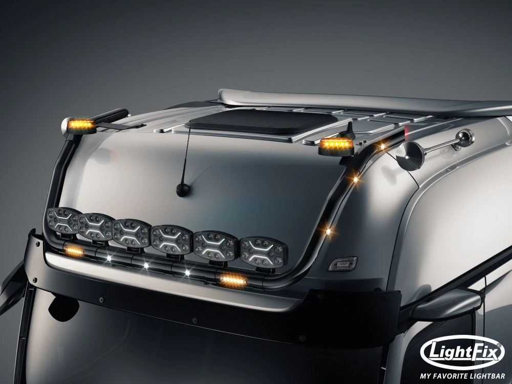 Střešní nerezový rám Lightfix SKY-LIGHT "V-TYPE" lakovaný – MERCEDES - ACTROS (PROCABIN) - GIGA SPACE