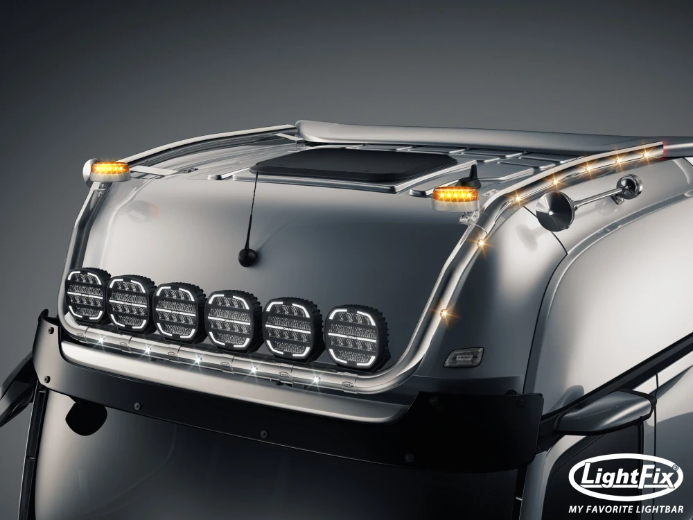 Střešní nerezový rám Lightfix SKY-LIGHT "V-MAX" nerezový – MERCEDES - ACTROS (PROCABIN) - GIGA SPACE