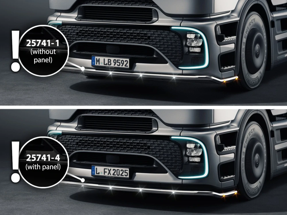 Přední rám pod nárazník Lightfix FRONT-LINER "N" nerezový – MERCEDES - ACTROS (PROCABIN) - GIGA / BIG / STREAM