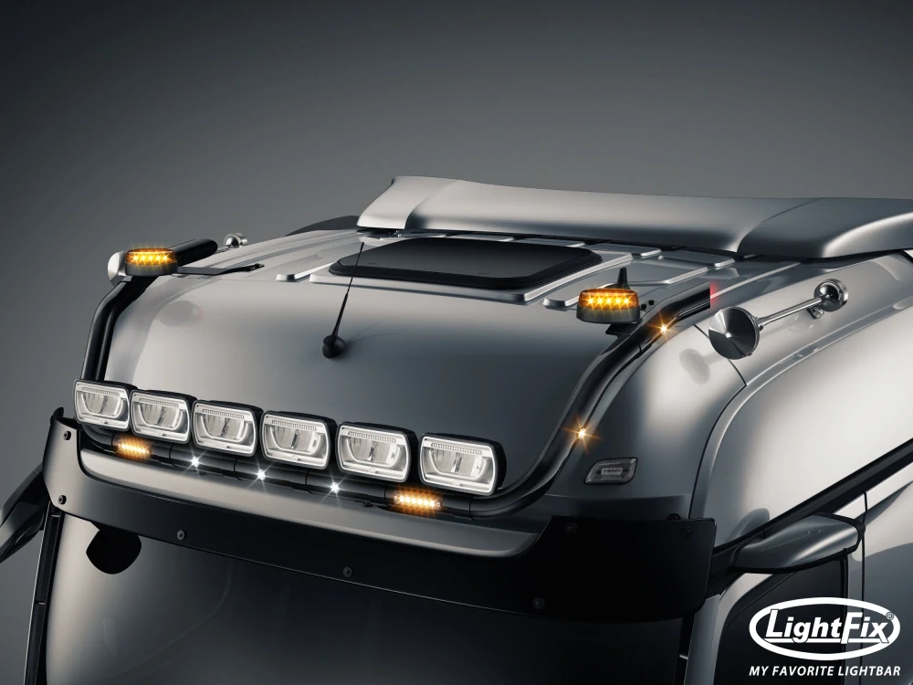 Střešní nerezový rám Lightfix SKY-LIGHT "V-TYPE" lakovaný – MERCEDES - ACTROS (PROCABIN) / AROCS - BIGSPACE