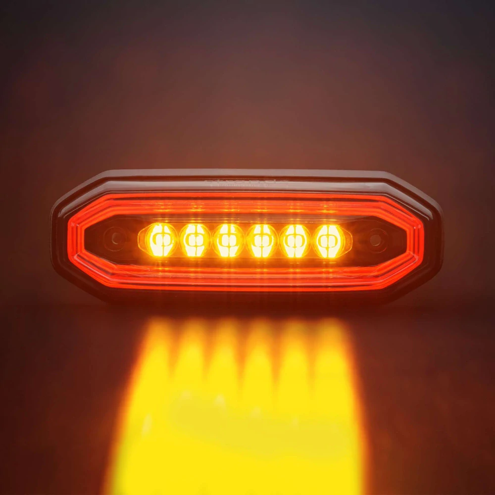 LED Výstražné světlo Strands FOR9T Aura, s pozičním světlem, 10-48V, ECE R10, R148, R65 - červená