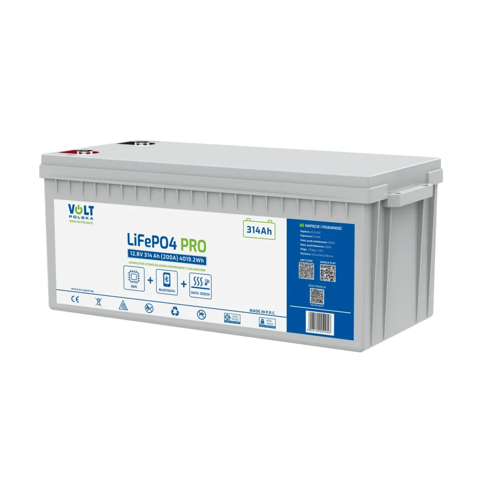 LiFePO4 PRO akumulátor Volt Polska 12,8V 314Ah 200A BMS Bluetooth Vyhřívání