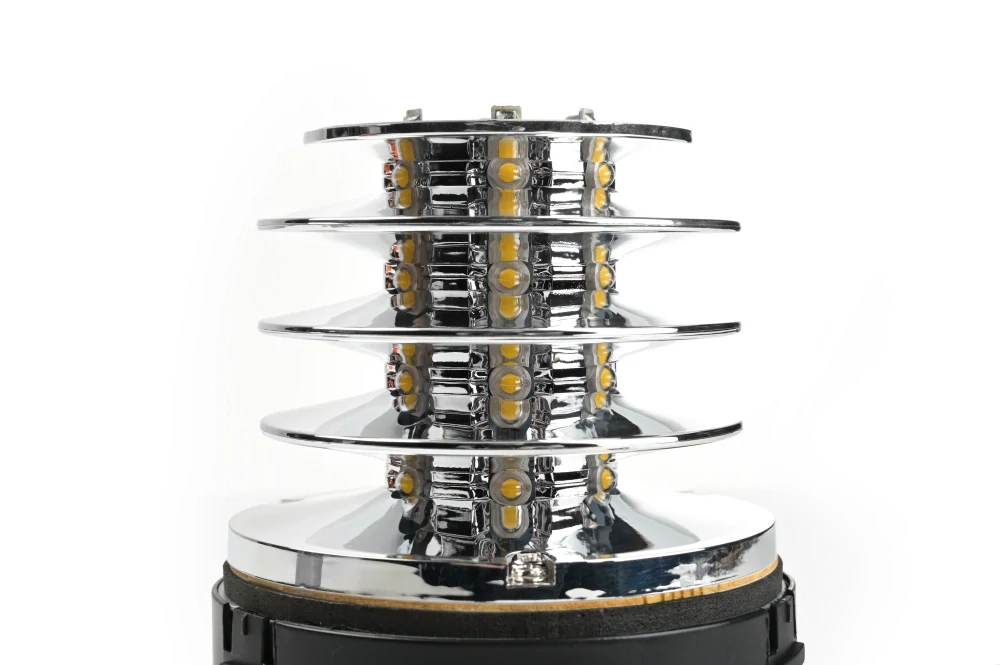 LED maják SKYLED BIG LANTERN 12–24 V, 38 LED, oranžový kryt, 3 režimy, R65, IP68, Ø 141 mm, výška 181 mm