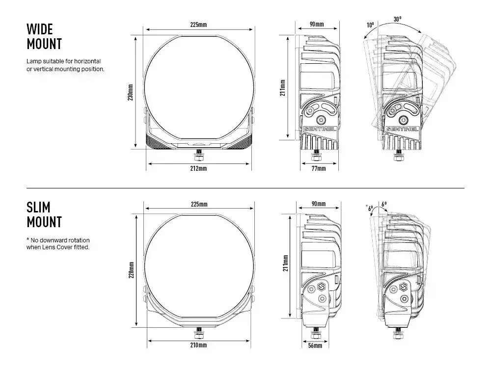 LED přídavné světlo LAZER SENTINEL 9" (228mm) s pozičním světlem, 20LED, 10–32V, 9520Lm, ECE R112- Bílý