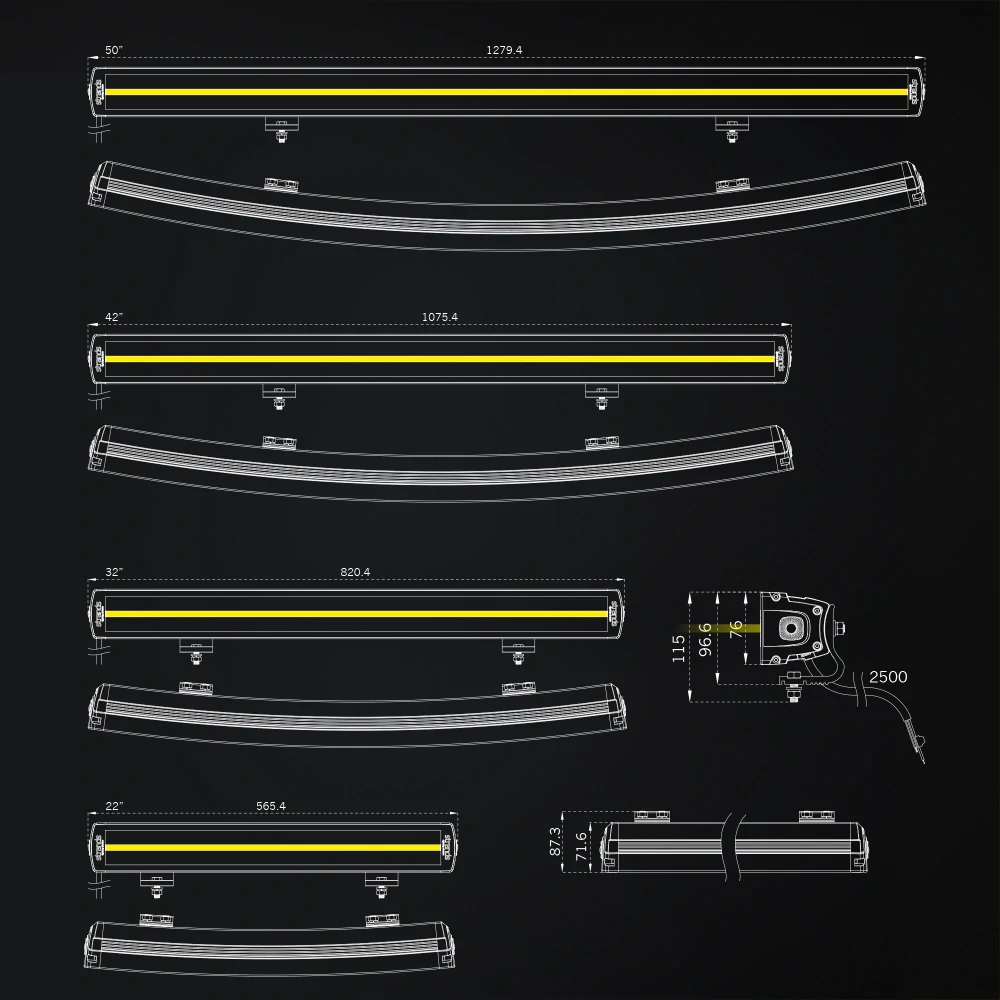 LED rampa Strands SIBERIA XP DRC 42" (106,7cm), prohnutá, poziční světlo, 24800lm, 10-32V, R10