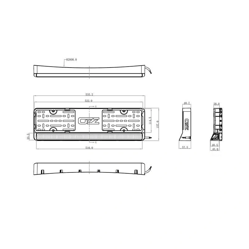 OZZ LP1 Držák SPZ s LED osvětlením, 4880lm, 10-32W, IP68/67- černý