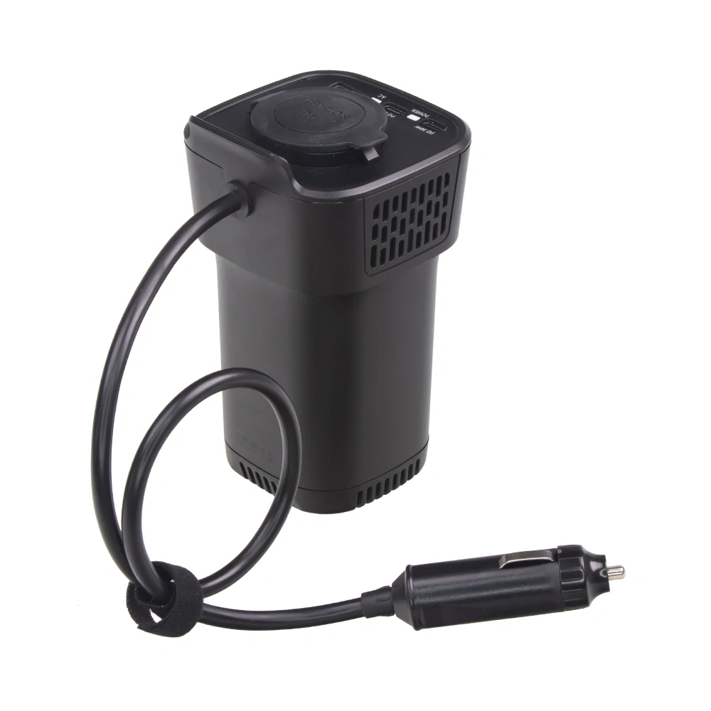 Interiérový měnič napětí z 12/230V/USB 300W (150W trvalý) do držáku nápojů