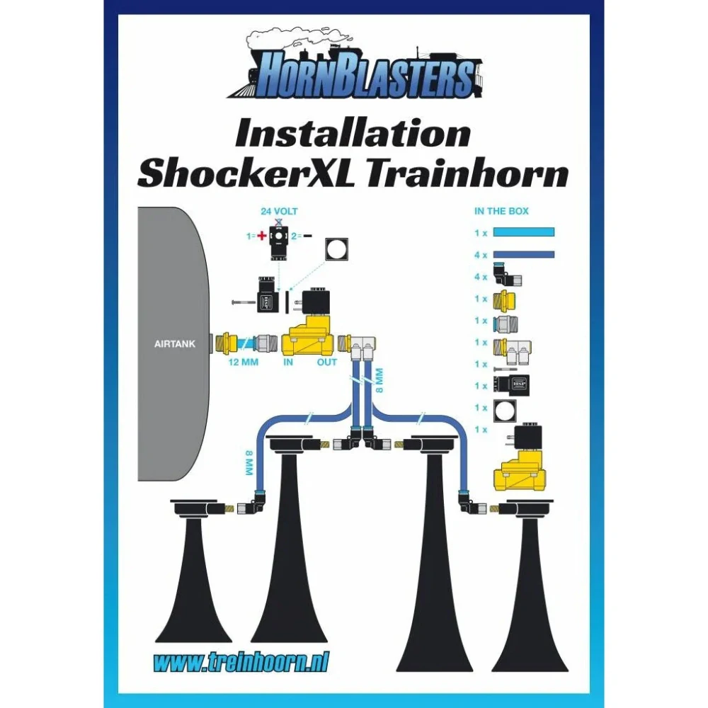 Houkačky HornBlaster Shocker XL Train Horn 24V, 149 dB, Extrémně hlasité