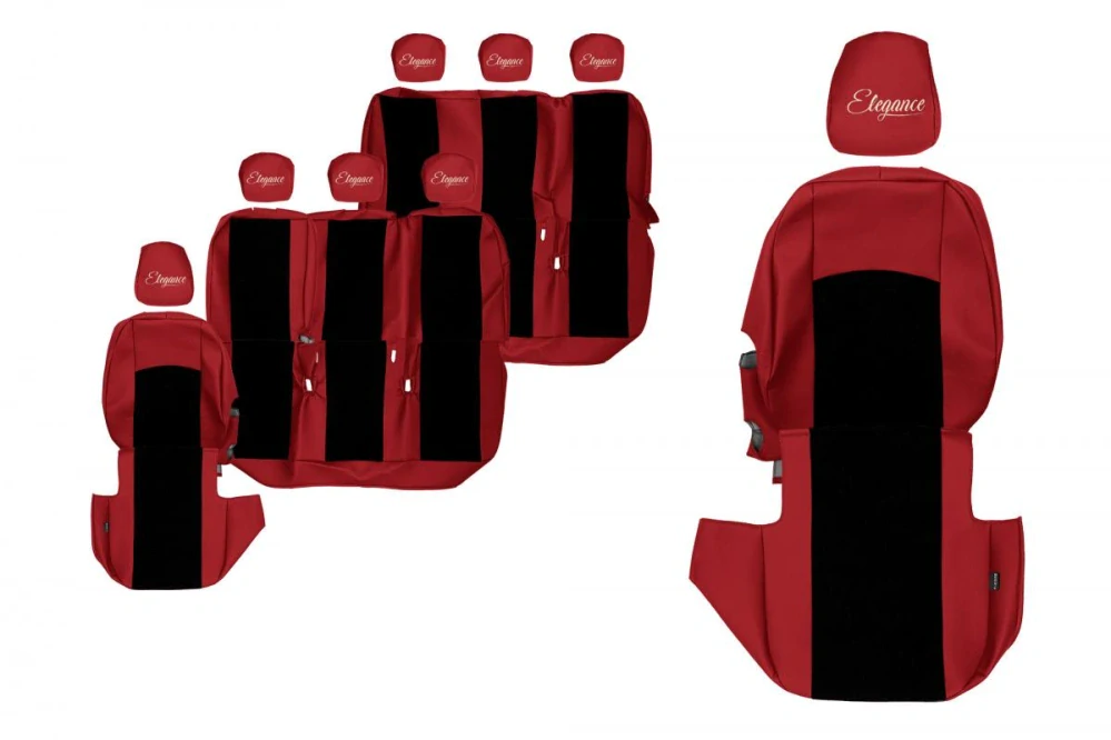 Potahy sedadel (8) - Elegance S, RENAULT TRAFIC III (03.2014-12.2023) - 8místné provedení; 3 řady sedadel; 1+1 sedadlo pro jednoho cestujícího