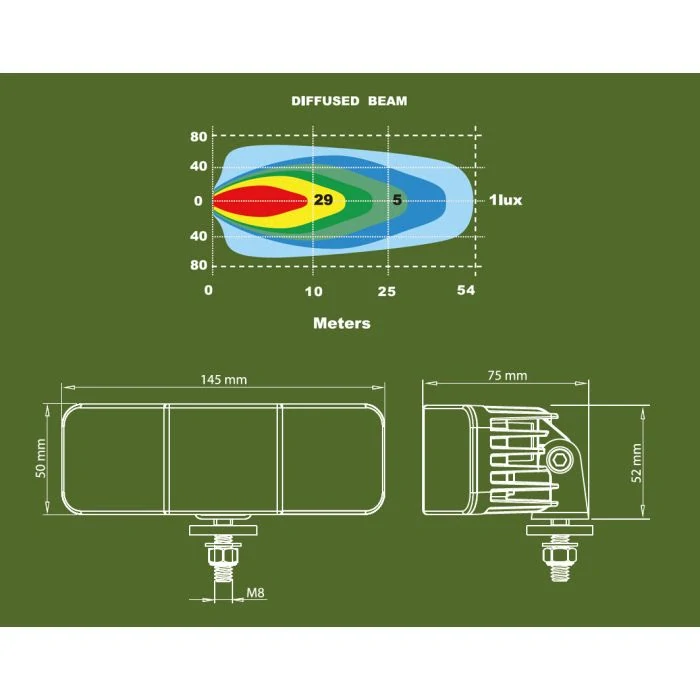 LED pracovní světlo Ledson Hydra2 9-36V, 3200lm, 145mm, 30W, R10