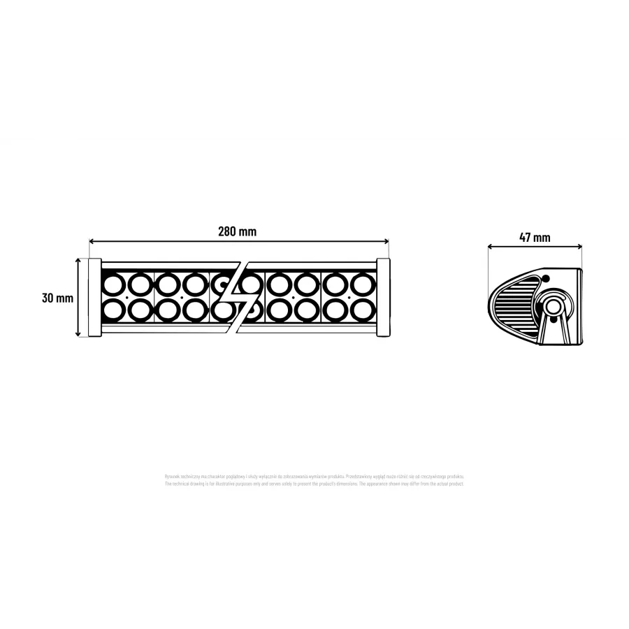 LED bar Kamar 24 LED, 280 mm, 12-24V, 23W, 1600Lm, ECE R 10