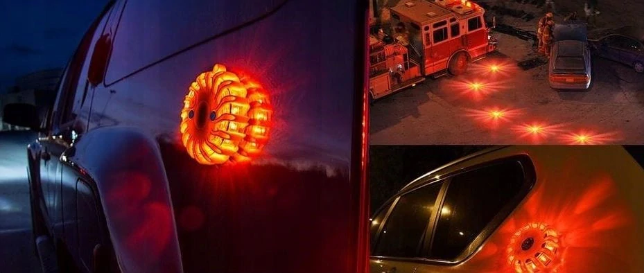 LED výstražné světlo nabíjecí 12 LED, sada 3 ks- Oranžové