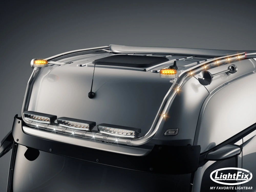 Střešní nerezový rám Lightfix SKY-LIGHT "V-MAX" nerezový – MERCEDES - ACTROS (PROCABIN) - GIGA SPACE